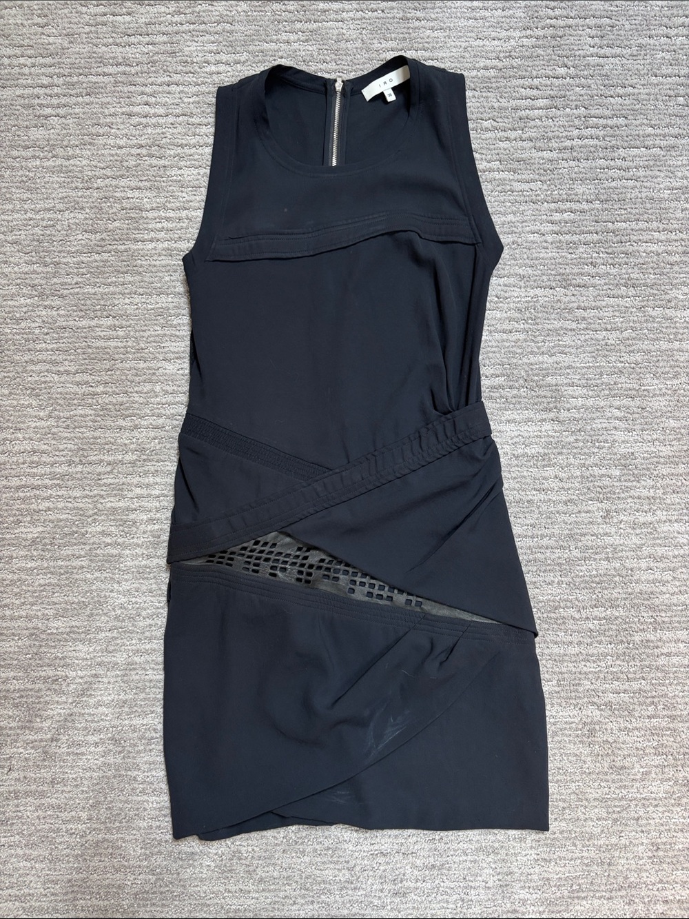 IRO Black Sleeveless Cutout Wrap-Detail Mini Dress